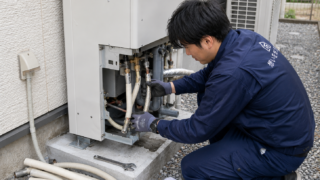 エコキュートの給水・給湯・ヒートポンプ配管の施工イメージ